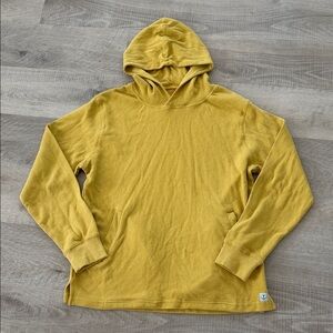 Iron and resin Men's Keanu Hooded Long-Sleeve gold waffle sweater size Large